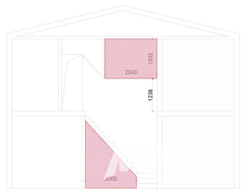 家居空间收纳-楼梯上方空间平面图